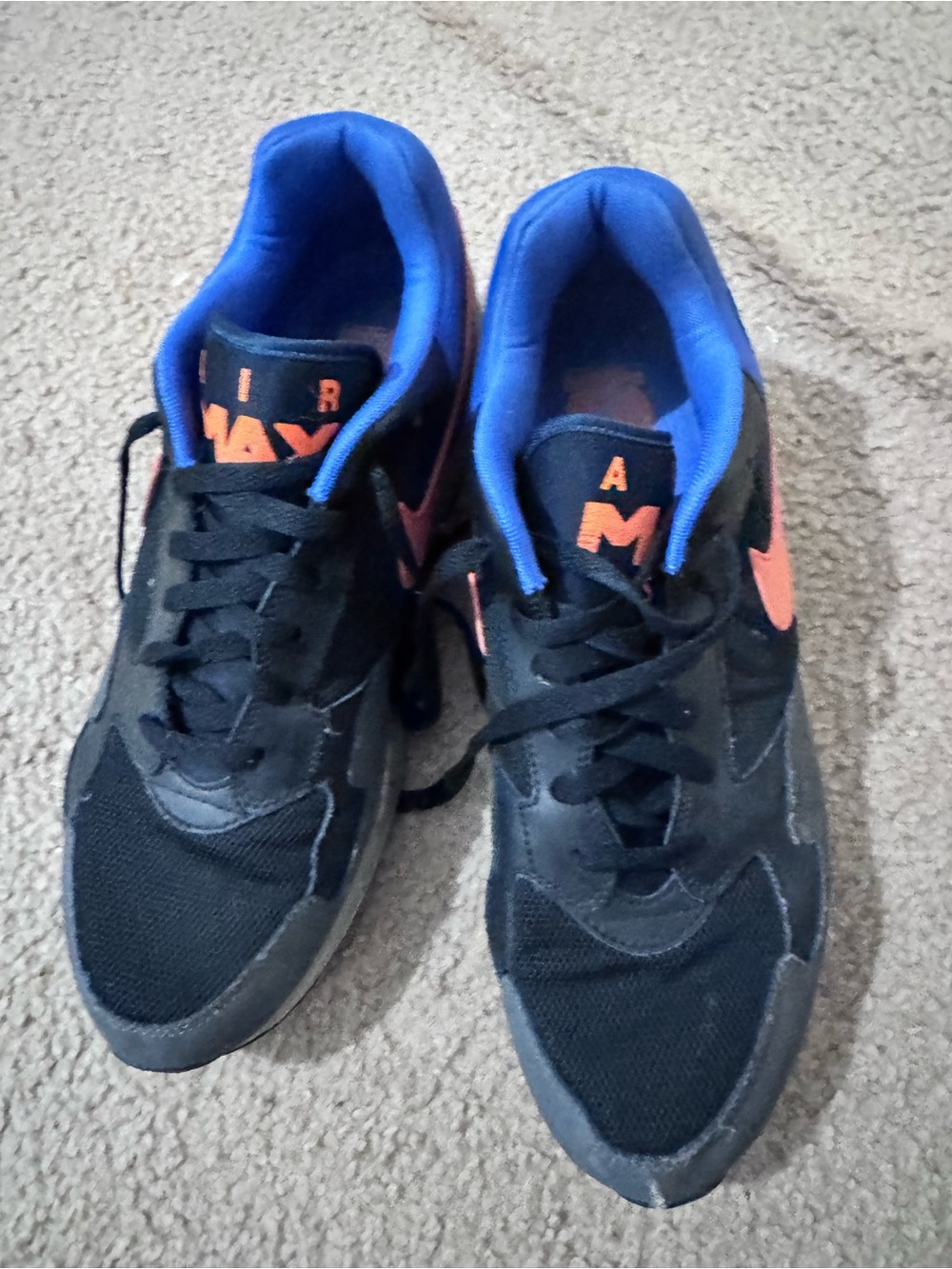 Men’s Nike Air Max Sneakers Size 12 Black Blue Orange – Fair Used Condition - Picture 5 of 10